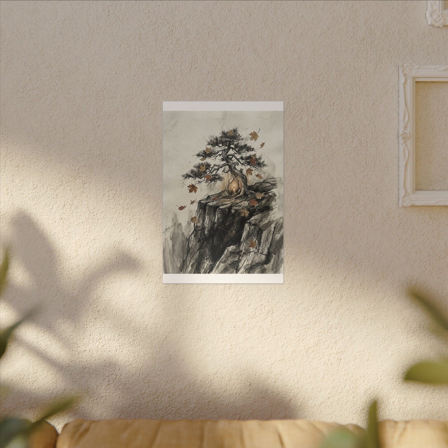 Pine Tree Autumn Canvas Art | Japandi Earthy Design