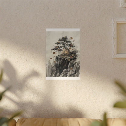 Pine Tree Autumn Canvas Art | Japandi Earthy Design