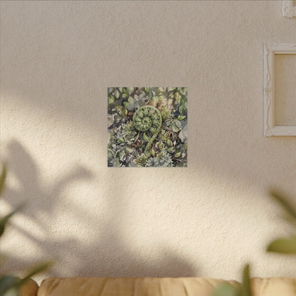 Fern Unfurling Spring Canvas Art | Japandi Neutral Design