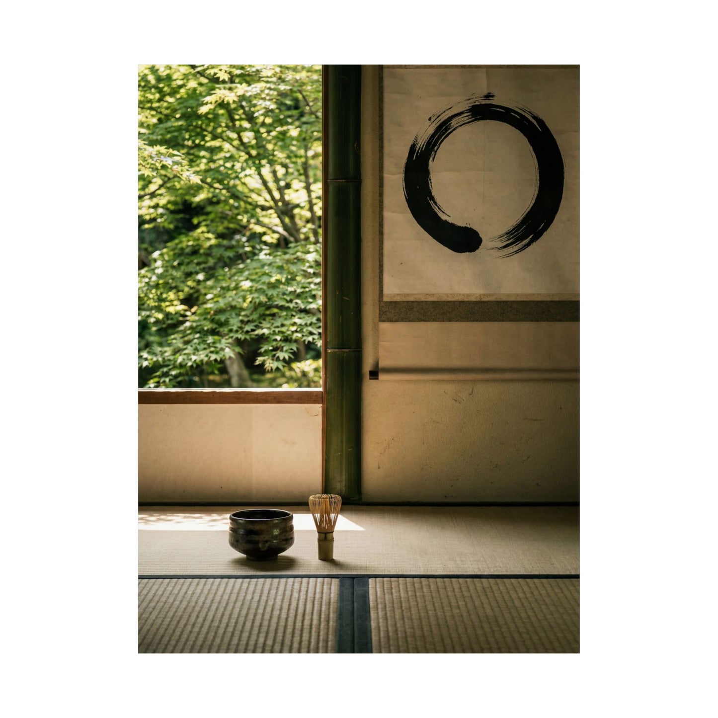 Zen Tea Ceremony in Dappled | Enso Wall Art Print