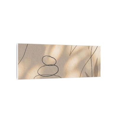 River Stones Minimal Line Canvas Art | Earthy Japandi Art