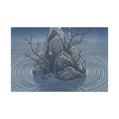 Spring Rock Garden Ukiyo E Inspired Canvas Art | Tranquil Decor