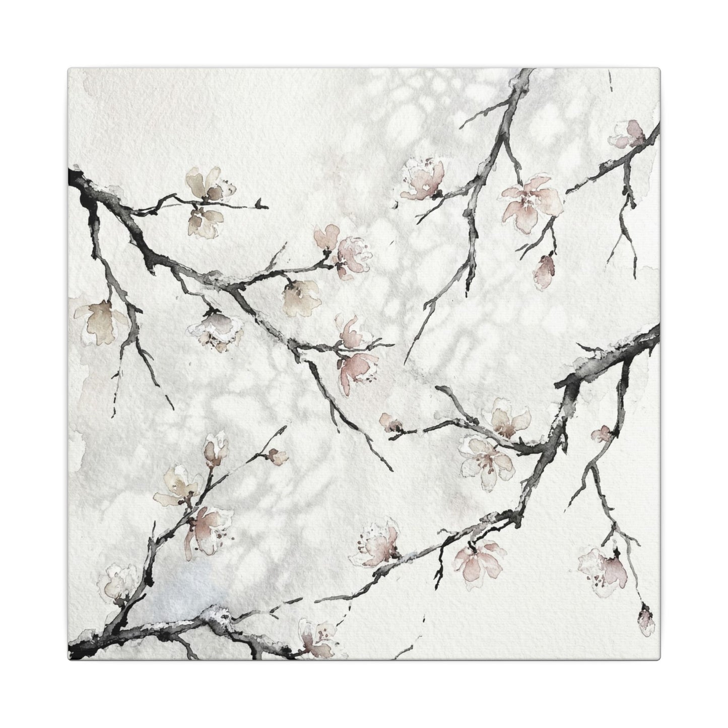Cherry Blossom Canvas Art | Winter Japandi Watercolor Art