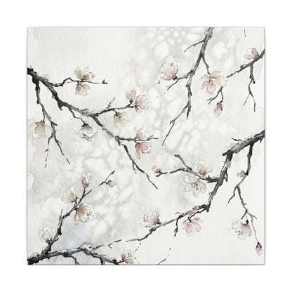 Cherry Blossom Canvas Art | Winter Japandi Watercolor Art