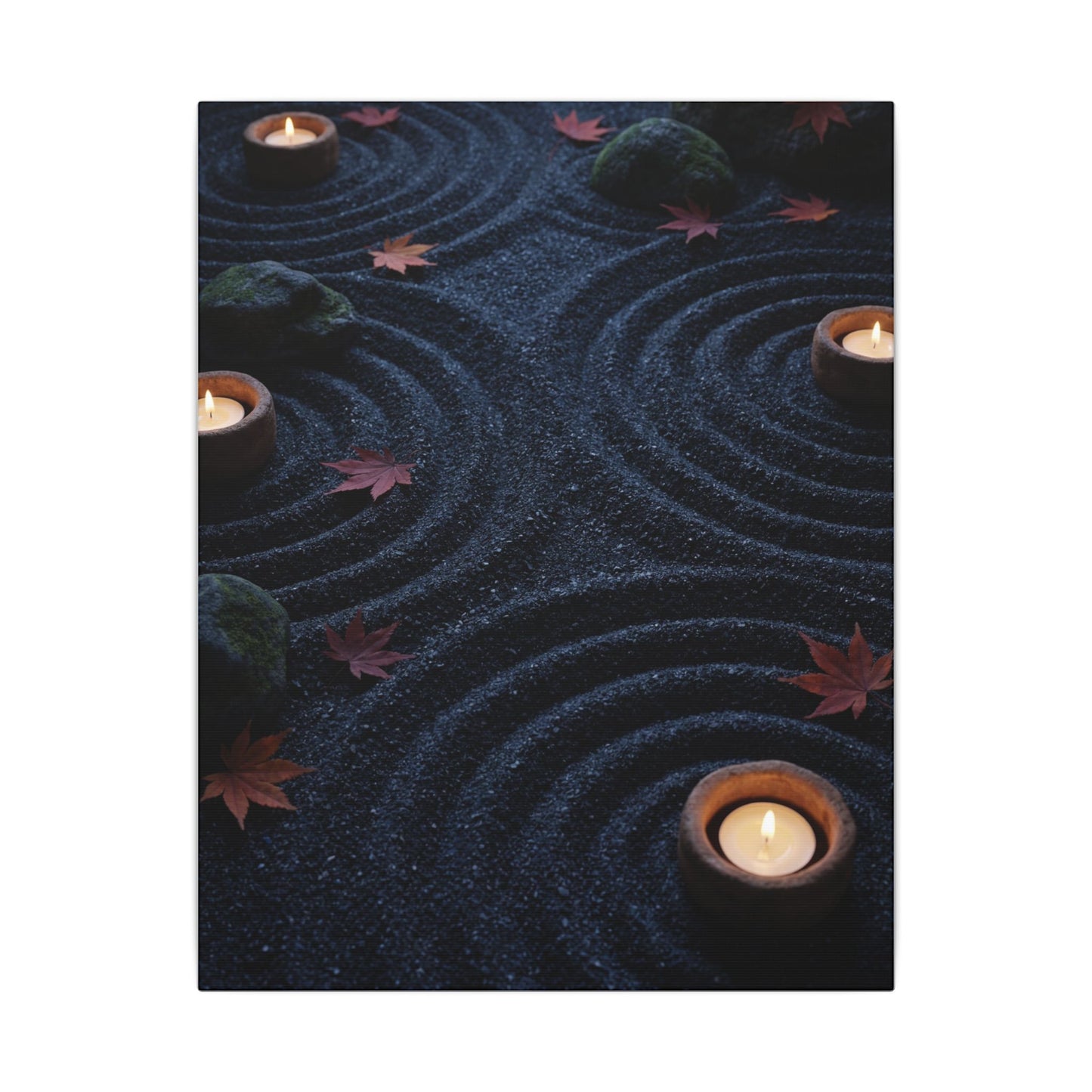 Seijaku Rock Garden Canvas Art - Dark Japandi Dark Texture