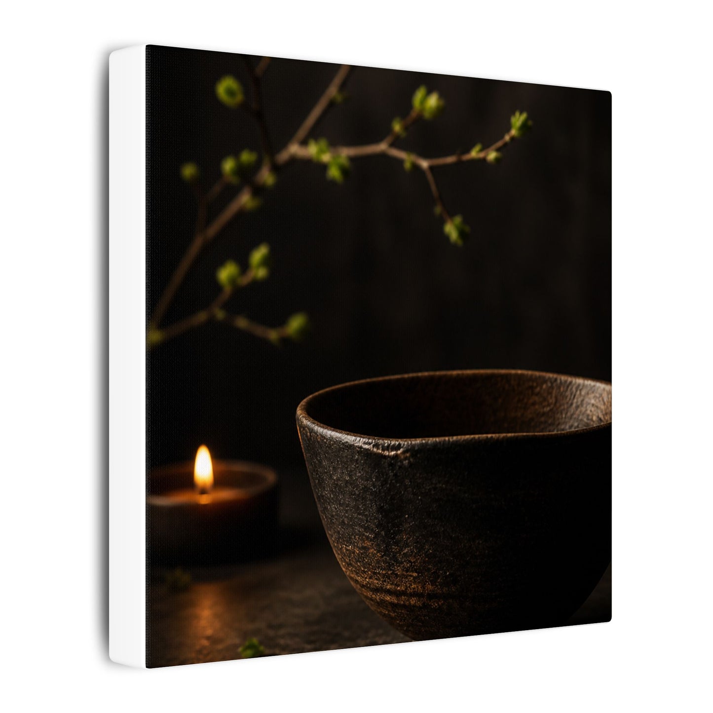 Moody Ceramic Bowl Canvas Art - Shadow Zen Dark Japandi