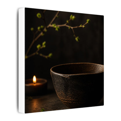 Moody Ceramic Bowl Canvas Art - Shadow Zen Dark Japandi
