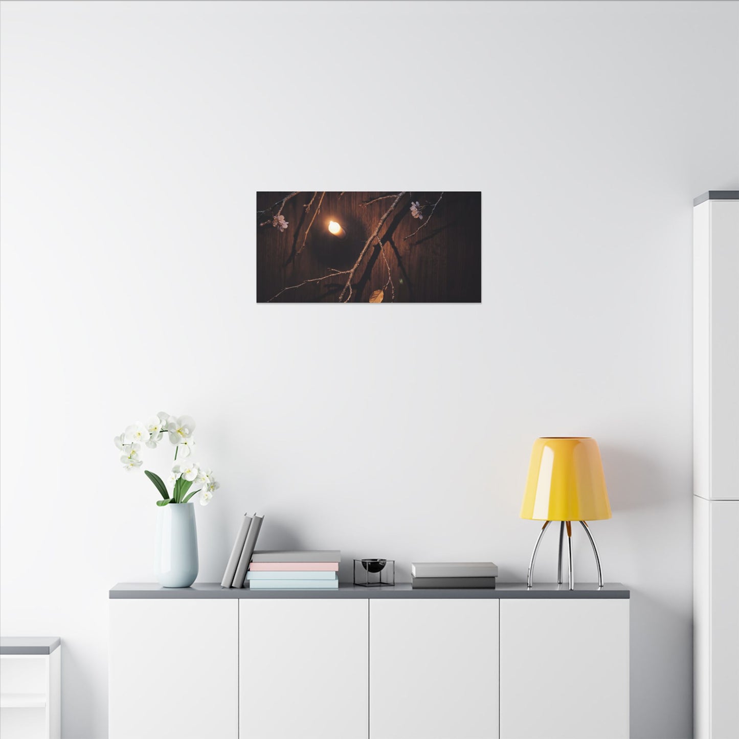 Datsuzoku Cherry Blossom Canvas Art - Dark Japandi Moody Minimal
