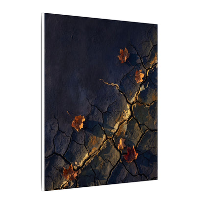 Cracked Earth Canvas Art | Autumn Dark Japandi Dark Texture Art