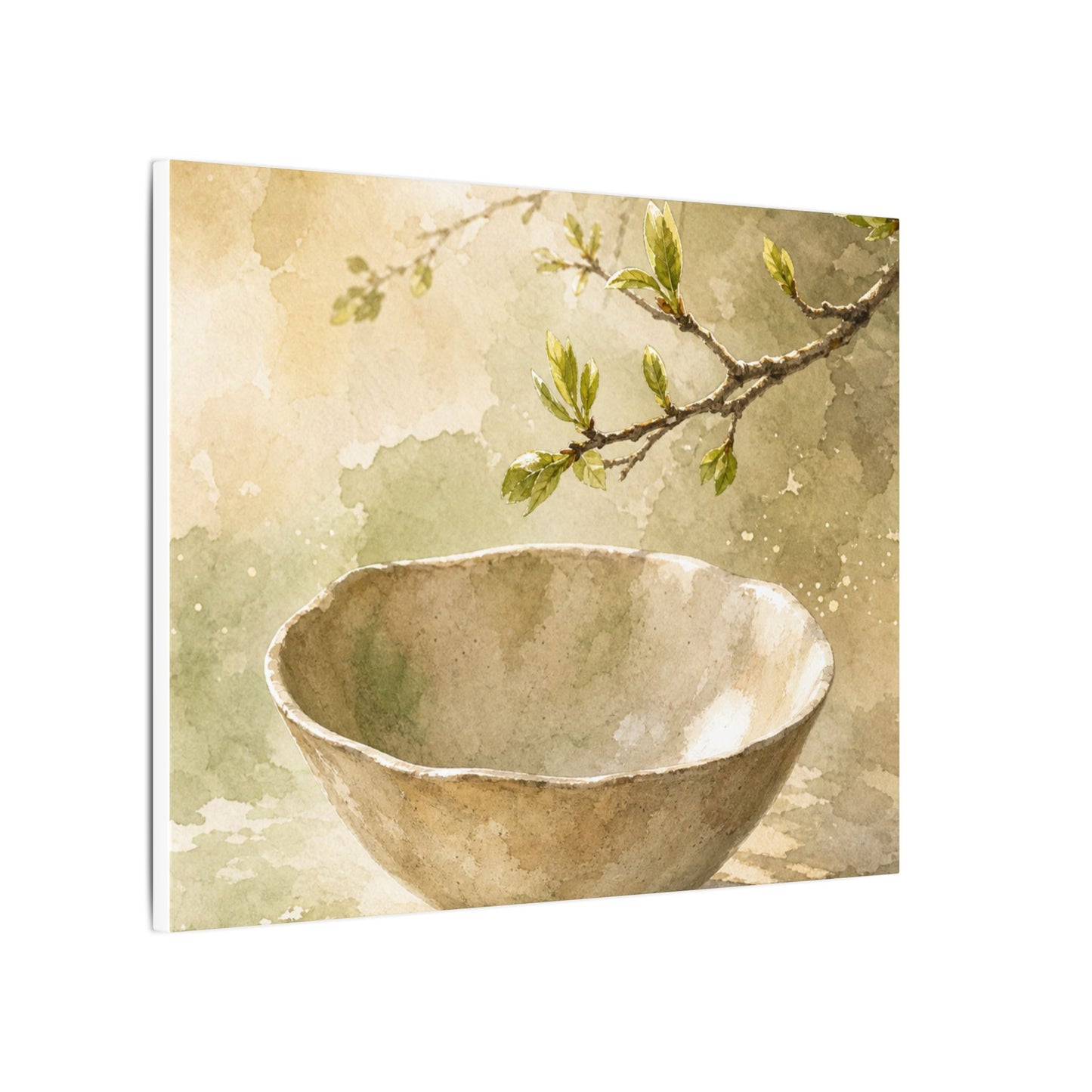 Warm Ceramic Bowl Canvas Art - Watercolor Japandi