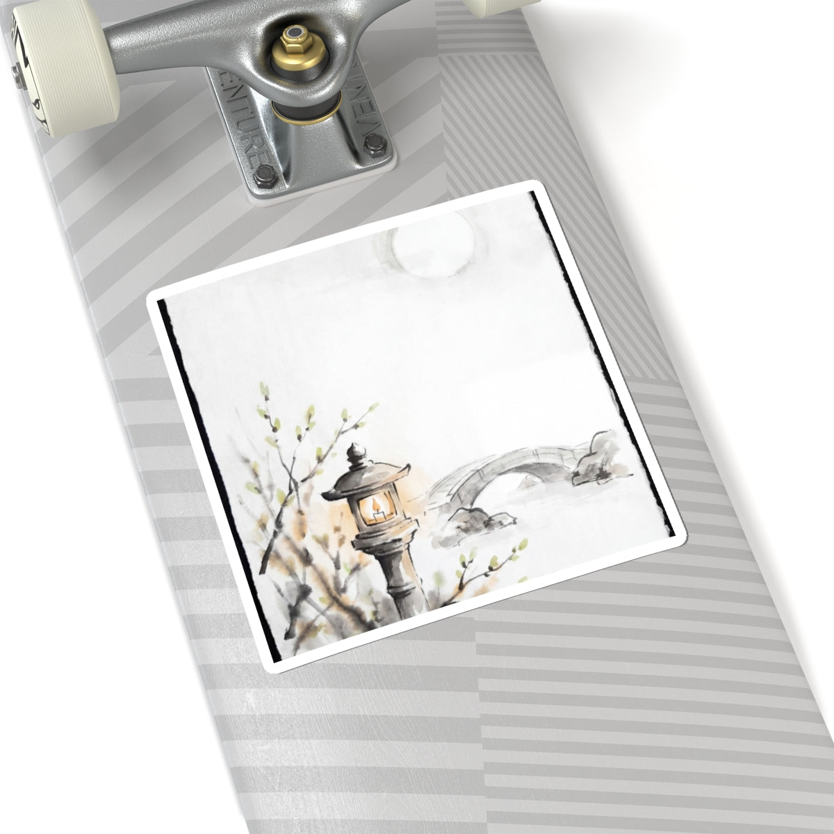 Spring Moonlit Garden Sumi E Sticker | Serene Decor Art Print