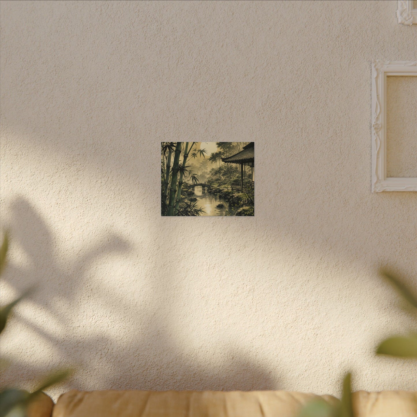 Moonlit Garden Sumi E Canvas Art | Calm Zen Art