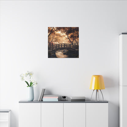 Autumn Wooden Bridge Gold Vein Canvas Art | Resilient Decor