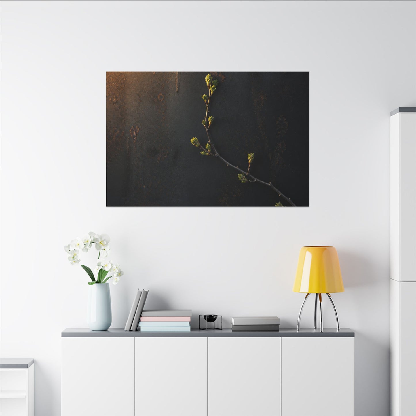 Dark Japandi Rust Patina in Golden Hour | Moody Minimal Canvas Art