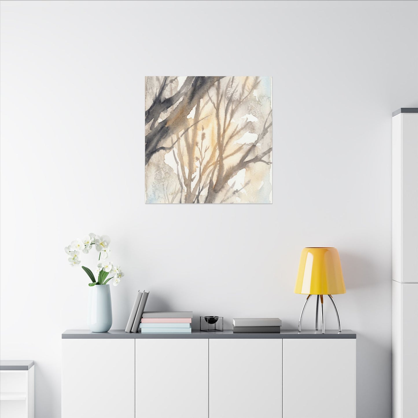 Ma Shadow Play Canvas Art - Japandi Watercolor