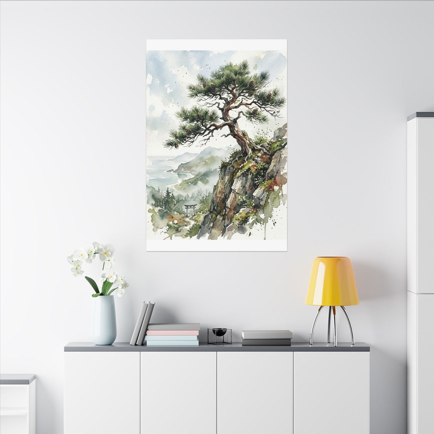 Pine Tree Spring Canvas Art | Japandi Neutral Design