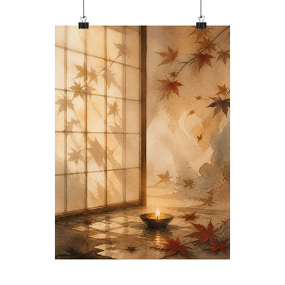 Shoji Screen Autumn Wall Art Print | Japandi Warm Design