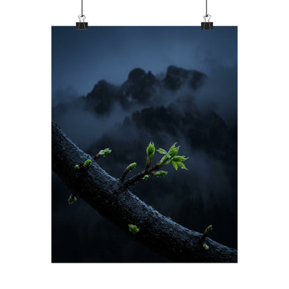 Kanso Mountain Mist Wall Art Print - Dark Japandi Moody Minimal