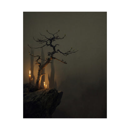 Pine Tree Shadow Zen Wall Art Print | Moody Dark Japandi Art