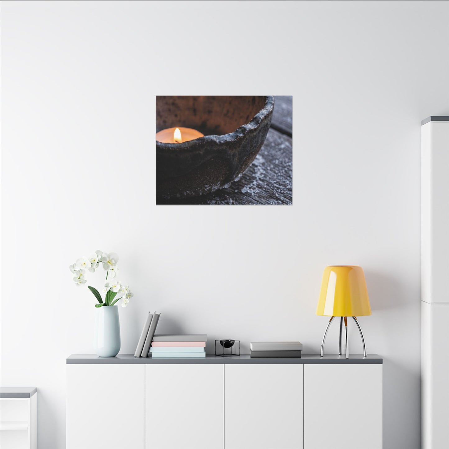 Atmospheric Ceramic Bowl Canvas Art - Moody Minimal Dark Japandi