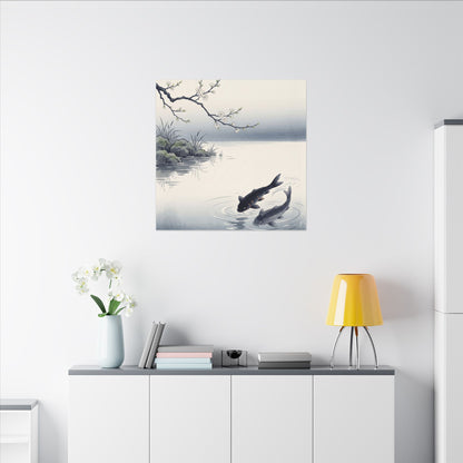 Ma Koi Pond Canvas Art - Zen Ukiyo E Inspired