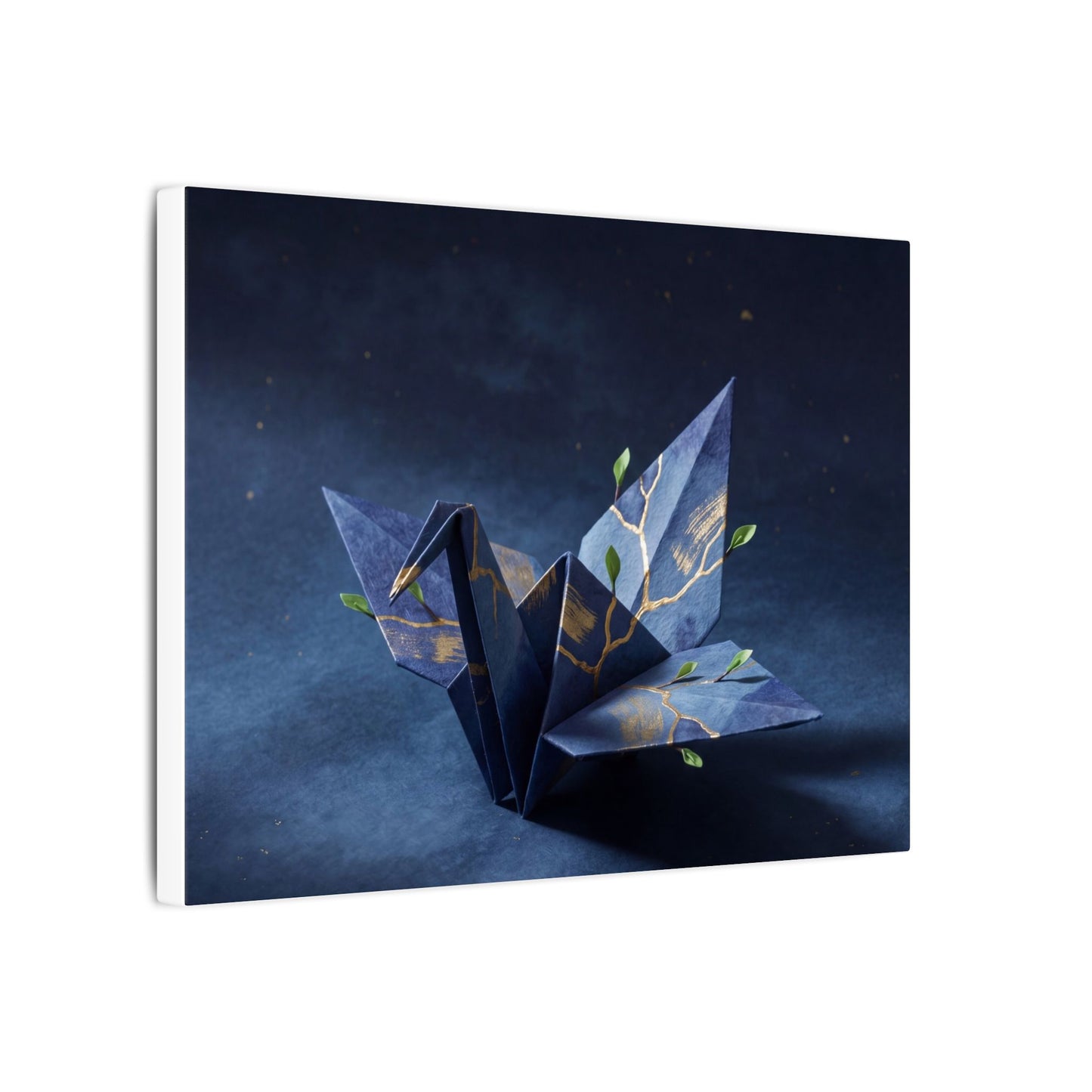 Kintsugi Paper Fold in Moonlight | Crackle Gold Canvas Art