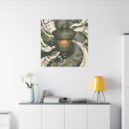 Zen Stone Lantern in Candlelight | Ukiyo E Inspired Canvas Art