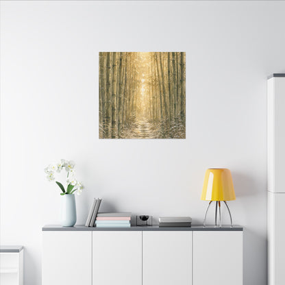 Bamboo Grove Winter Canvas Art | Japandi Elegant Design