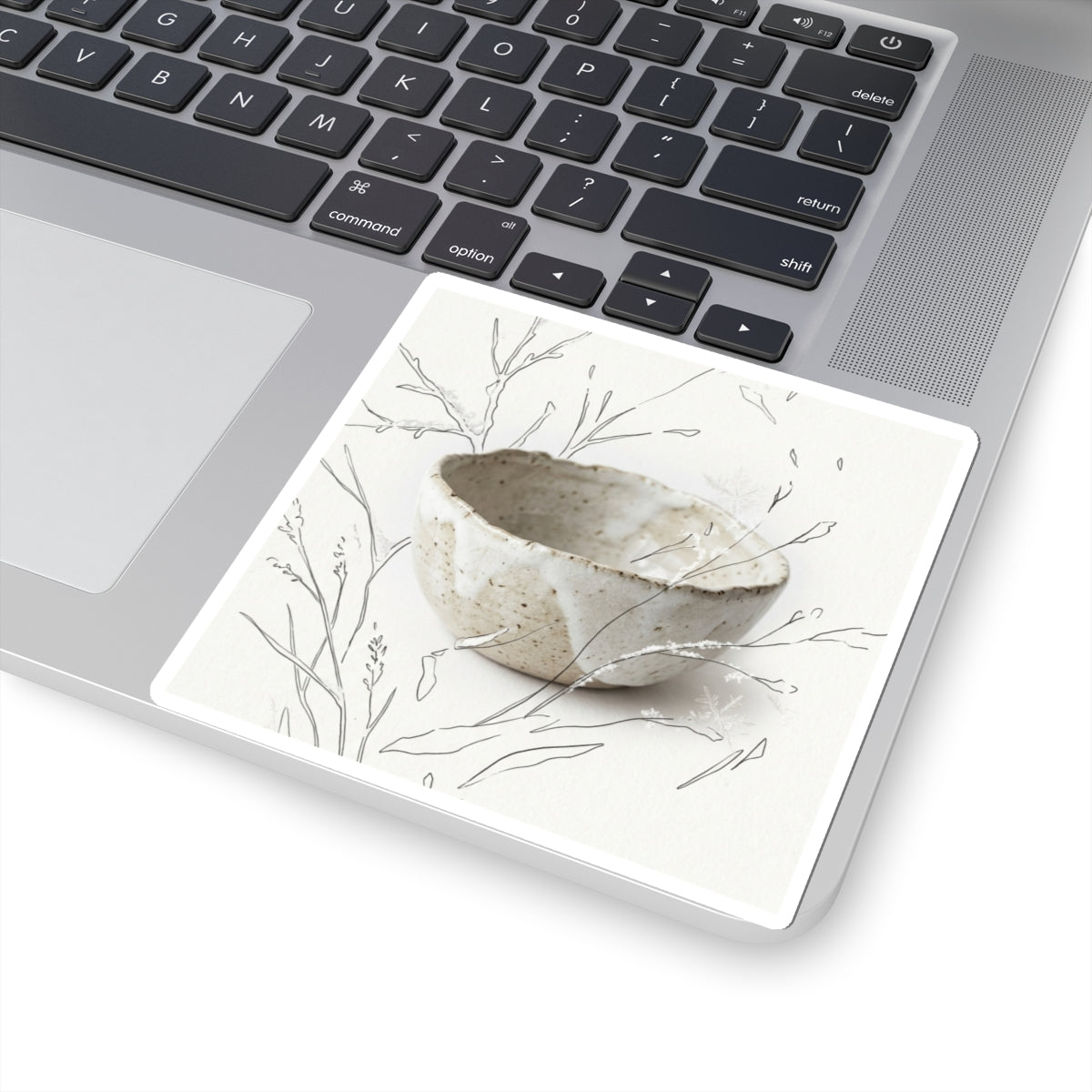 Winter Ceramic Bowl Minimal Line Sticker | Earthy Decor