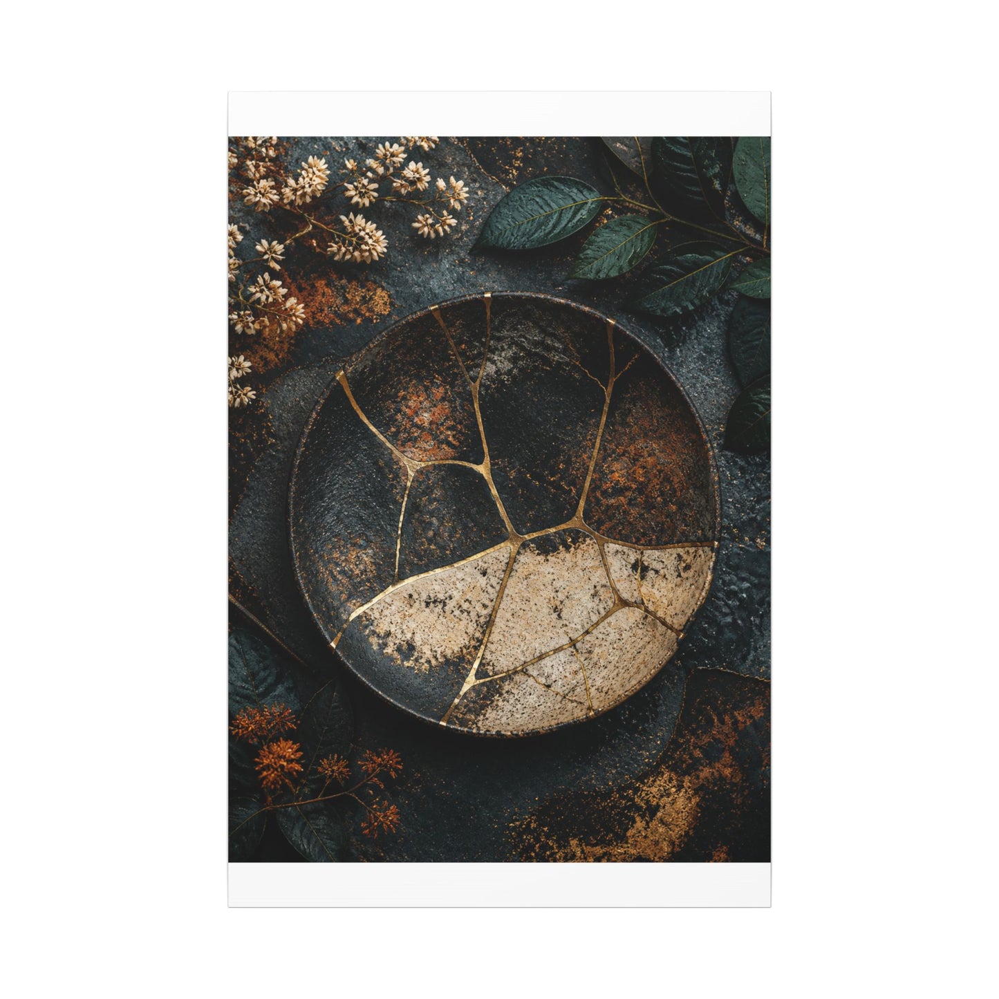 Kintsugi Rust Patina in Dawn | Gold Repair Canvas Art