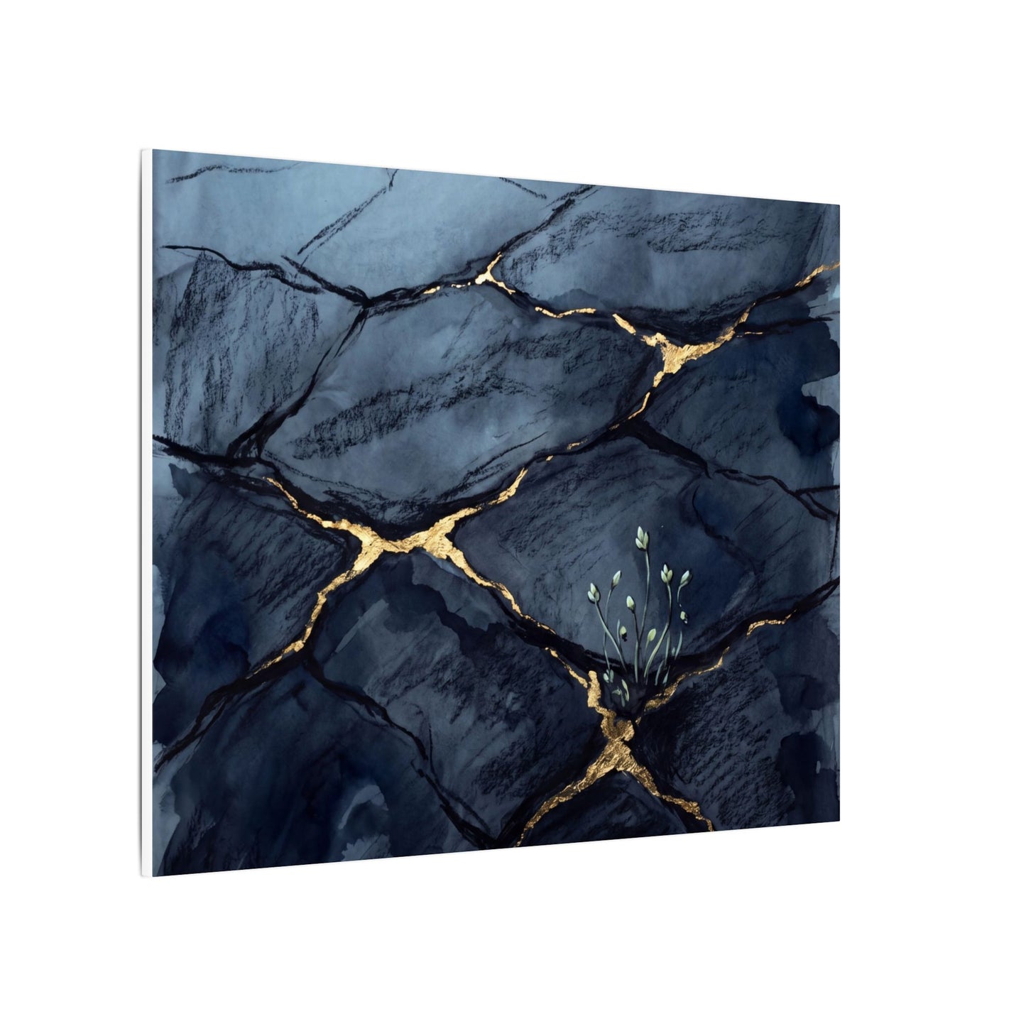 Mono No Aware Cracked Earth Canvas Art - Dark Japandi Charcoal Ink