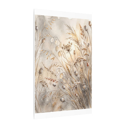 Winter Dried Flowers Watercolor Canvas Art | Warm Decor