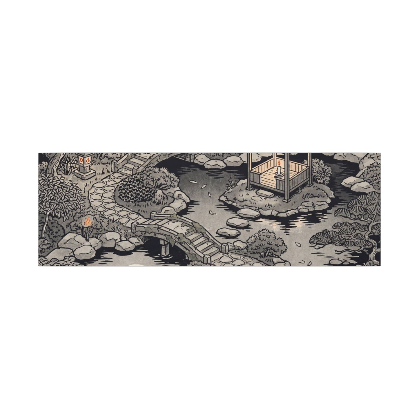 Moonlit Garden Ukiyo E Inspired Canvas Art | Serene Zen Art