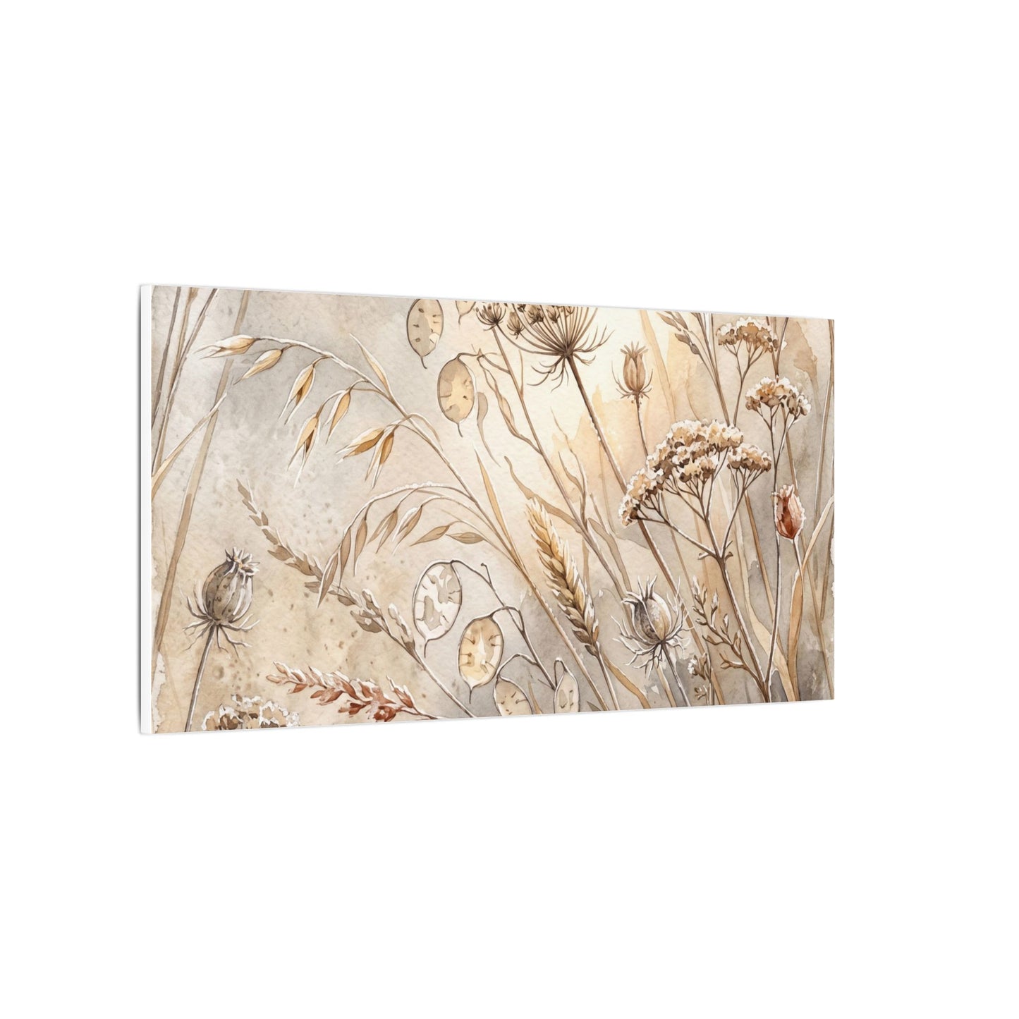 Winter Dried Flowers Watercolor Canvas Art | Warm Decor