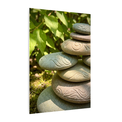 River Stones Summer Canvas Art | Japandi Earthy Design