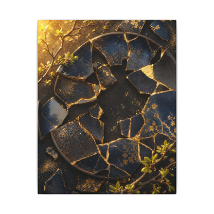 Golden Hour Broken Pottery Canvas Art - Kintsugi Ma