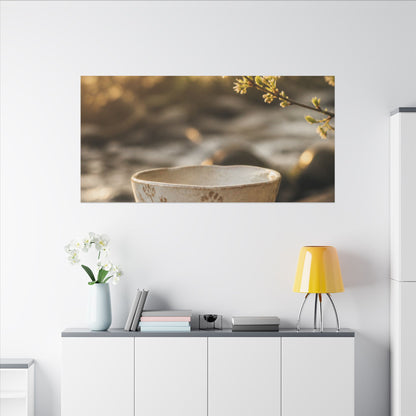 Neutral Ceramic Bowl Canvas Art - Japanese Pattern Japandi