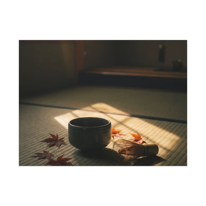 Dark Japandi Tea Ceremony in Golden Hour | Moody Minimal Canvas Art