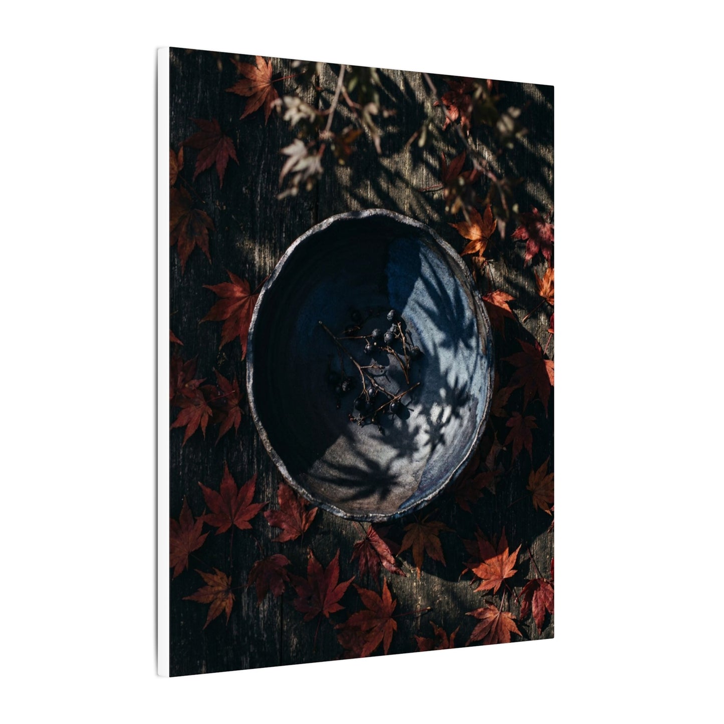 Autumn Ceramic Bowl Shadow Zen Canvas Art | Bold Decor