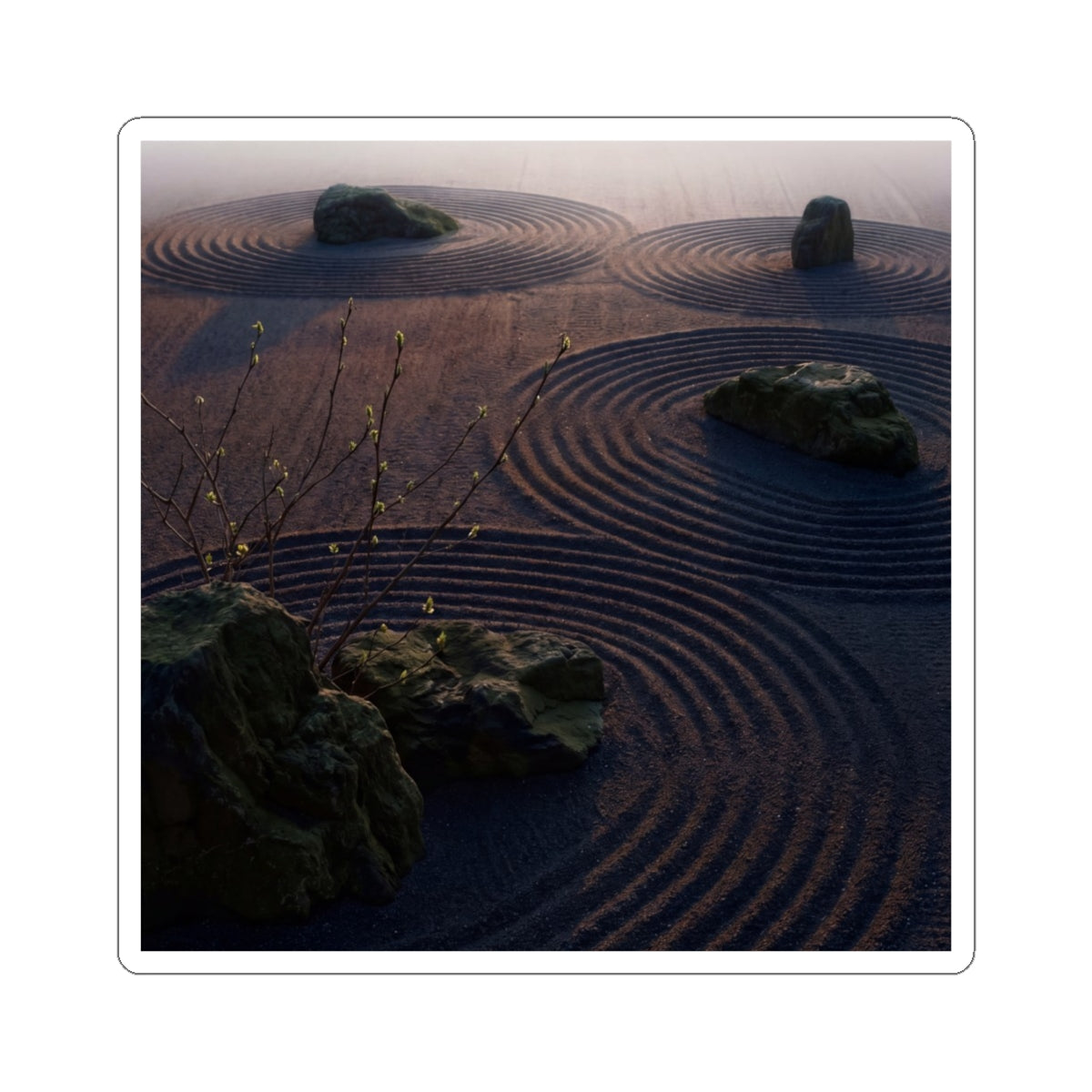 Spring Rock Garden Shadow Zen Sticker | Bold Decor Art Print