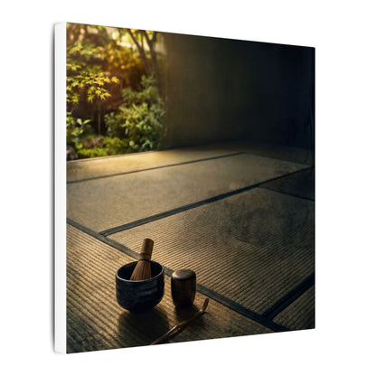 Dark Japandi Tea Ceremony in Golden Hour | Dark Texture Canvas Art