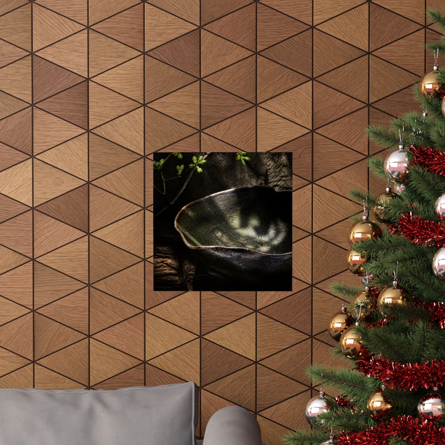 Dappled Ceramic Bowl Wall Art Print - Dark Japandi Fukinsei