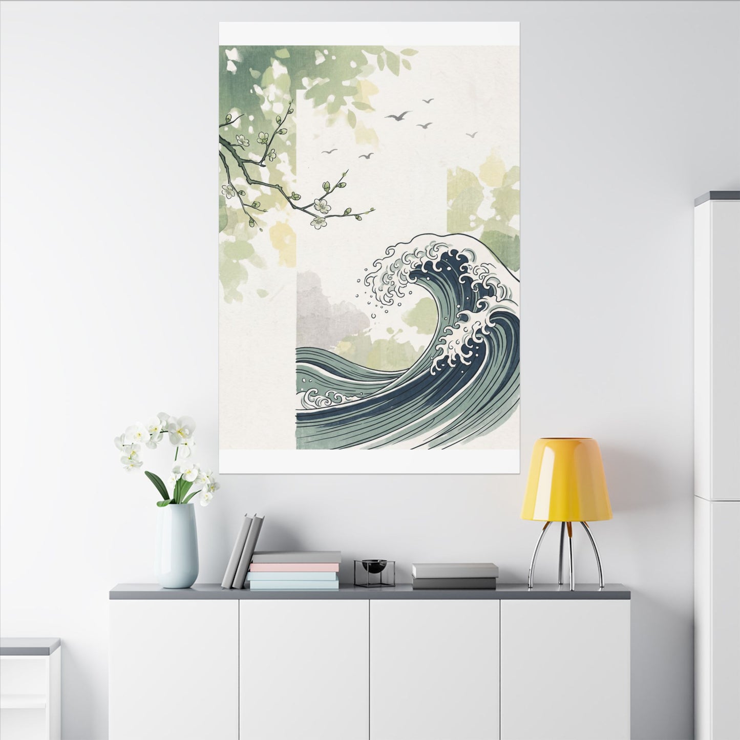 Spring Ocean Wave Ukiyo E Inspired Canvas Art | Serene Decor