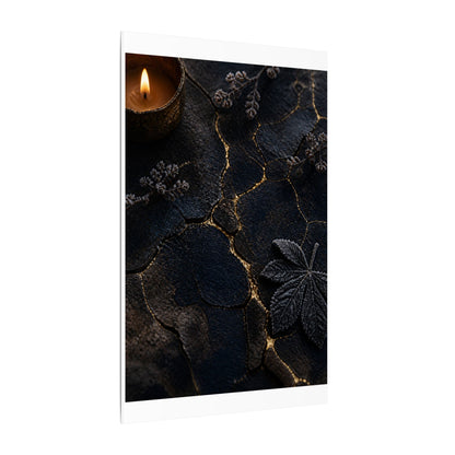 Candlelight Cracked Earth Canvas Art - Dark Japandi Ma