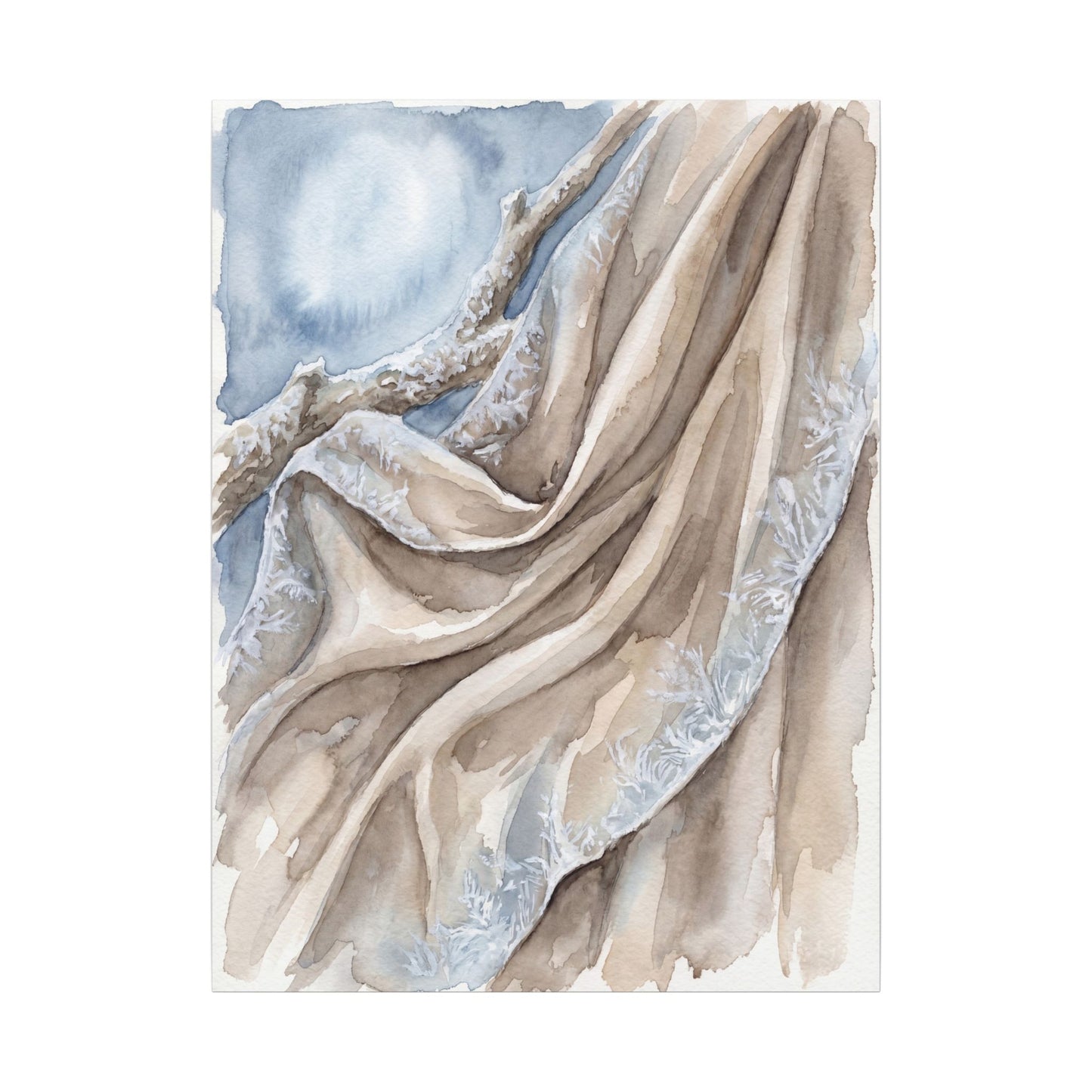 Silk Drape Winter Canvas Art | Japandi Cozy Design