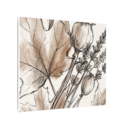 Neutral Dried Flowers Canvas Art - Minimal Line Japandi
