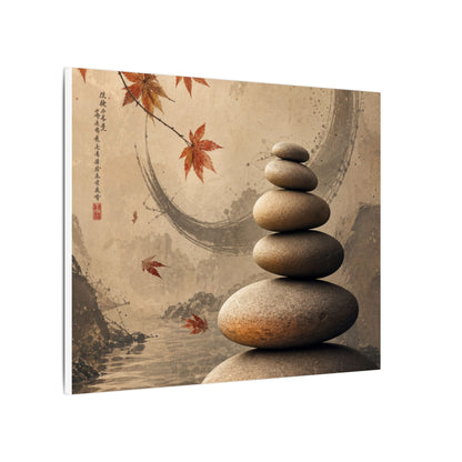 Japandi River Stones in Candlelight | Japanese Pattern Canvas Art