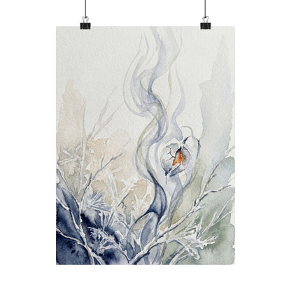 Incense Smoke Watercolor Wall Art Print | Elegant Japandi Art Art Print