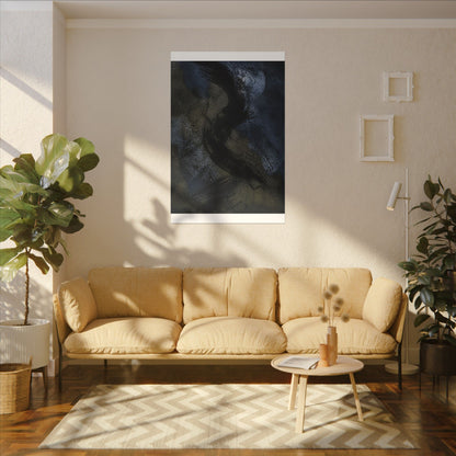 Shibui Ink Brushstroke Canvas Art - Dark Japandi Dark Texture