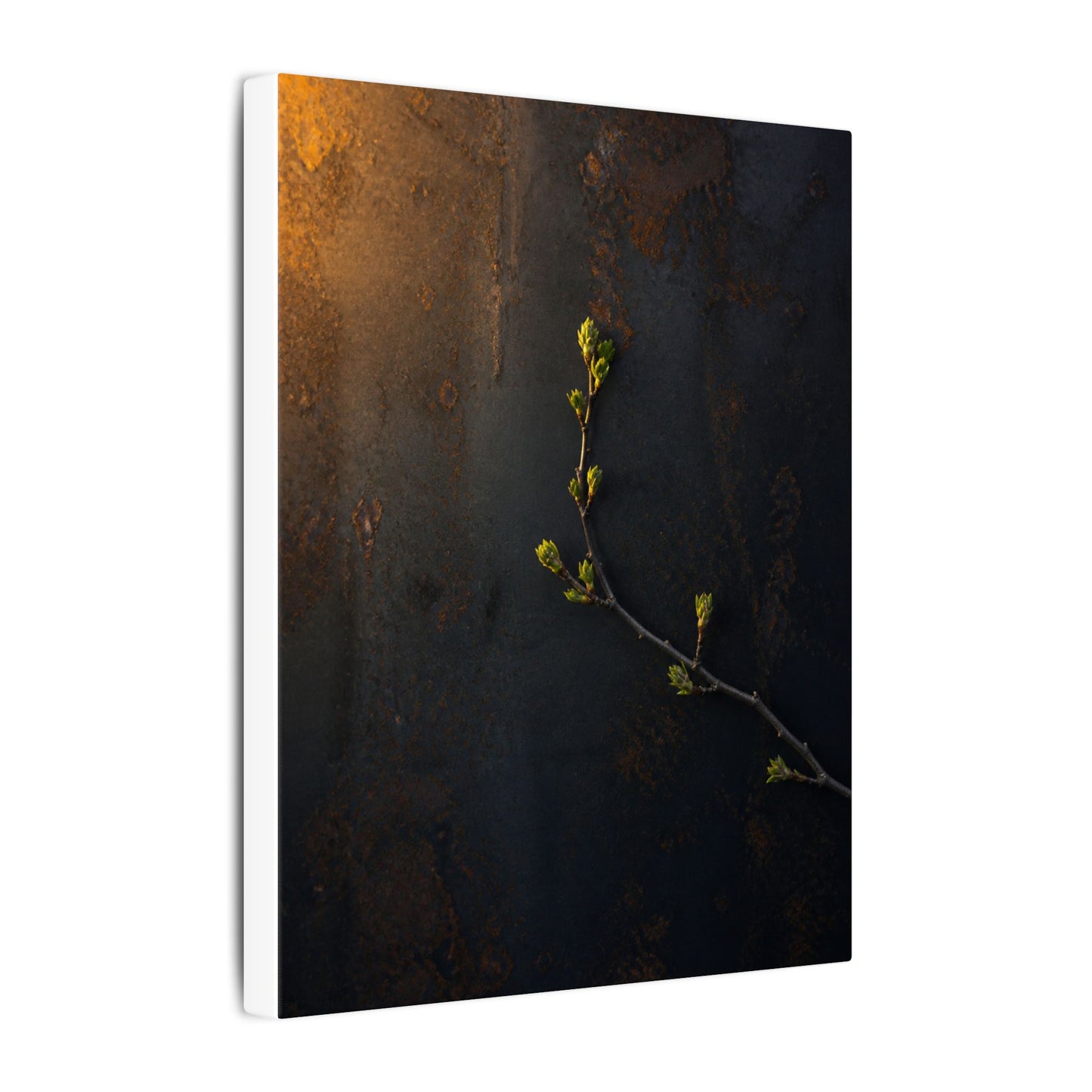 Dark Japandi Rust Patina in Golden Hour | Moody Minimal Canvas Art